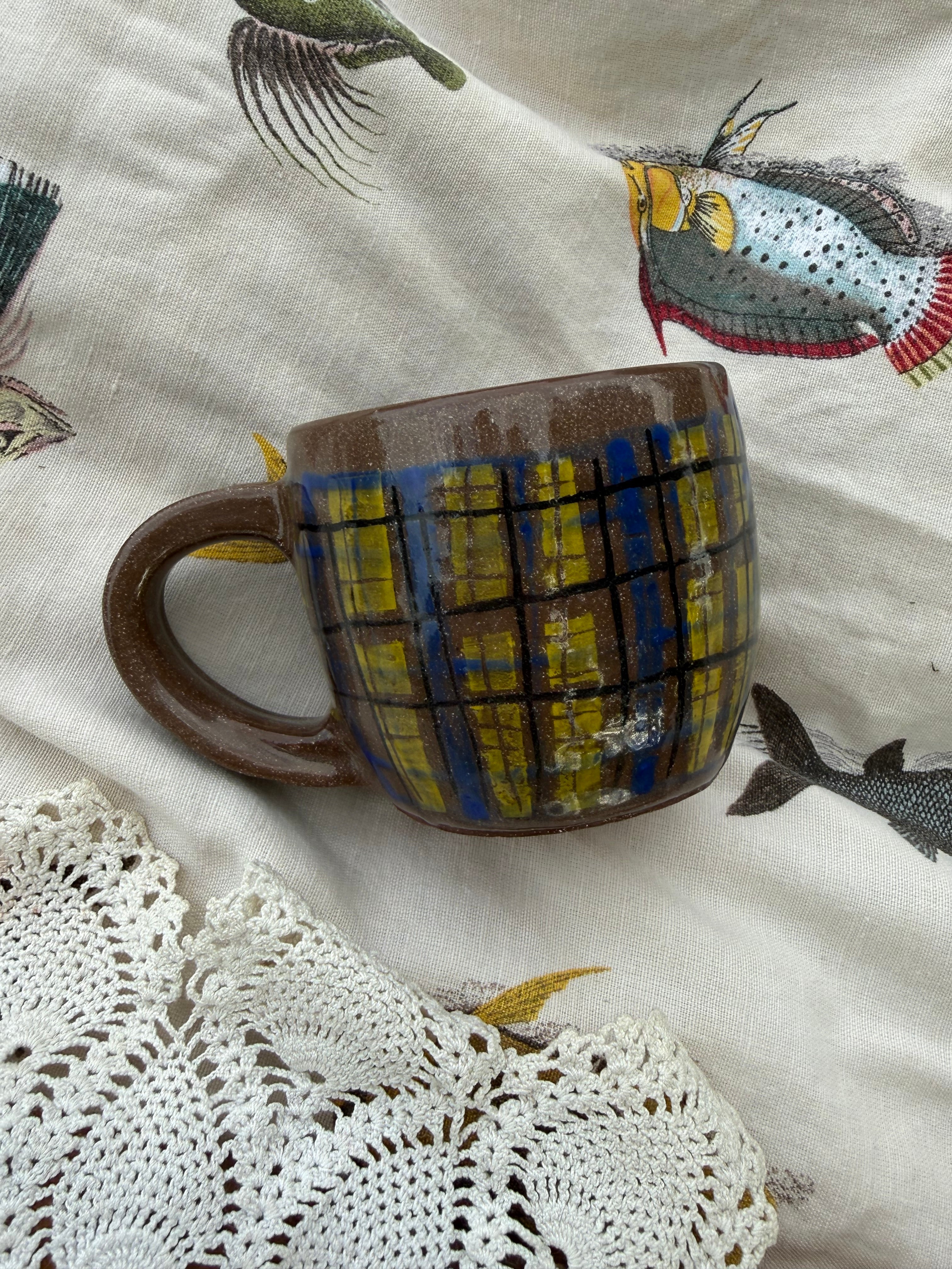 Wonky plaid mug